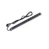 Блок евророзеток для 19" шкафов, 13 розеток, фильтр, 16 A, без выключателя, шнур 2м, алюминиевый корпус, немецкий стандарт