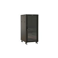 Шкаф напольный 19-дюймовый, 22U, 1166x600х800 мм (ВхШхГ), передняя стеклянная дверь со стальными перфорированными боковинами, задняя дверь сплошная, р
