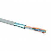 Кабель витая пара, экранированная F/UTP, категория 5e, 4 пары (24 AWG), одножильный (solid), экран - фольга, PVC, –20°C – +75°C, серый - гарантия: 15