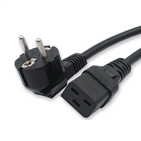 Кабель питания (Schuko+C19) (3x1.5), 16A, угловая вилка, 5м, цвет черный