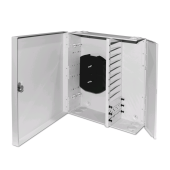 Бокс оптический универсальный настенный, от 8 до 96 портов (SC, duplex LC, ST, FC), со сплайс пластиной, без пигтейлов и проходных адаптеров, серый