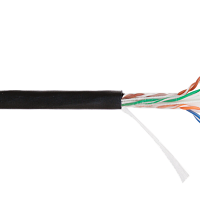 Кабель NETLAN U/UTP 4 пары, Кат.6 (Класс E), 250МГц, одножильный, BC (чистая медь), внешний, PE до -40C, черный, 305м