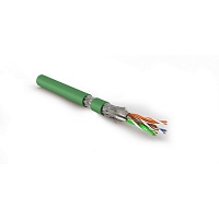Кабель витая пара, экранированная S/FTP, категория 8.1 (Класс I, 2000MHz), 4 пары (23 AWG), одножильный (solid), LSZH (нг(А)-HF), –40°C – +80°C, зелен