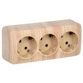 РС23-3-ХС Розет. 3-ая с з/к о/у 16А GLORY сосна IEK