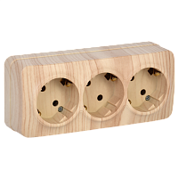 РС23-3-ХС Розет. 3-ая с з/к о/у 16А GLORY сосна IEK