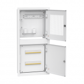 LINEA R Шкаф встраиваемый двухсекционный 2 комнаты 400х850мм дверь металлическая белый (в комплекте 12 модулей keystone 2 розетки 5 патч-кордов (02м) 