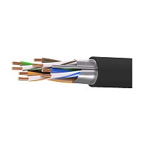 Кабель витая пара кат. 5E экранированный F/UTP, 4 пары, нг(А)-HF, для внешней/внутренней прокладки, чёрный, катушка 305 м