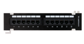 Коммутационная панель NETLAN настенная, 12 портов, Кат.5e (Класс D), 100МГц, RJ45/8P8C, 110, T568A/B, неэкранированная, черная