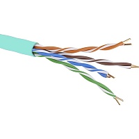 Кабель витая пара кат. 6A неэкранированный, U/UTP, 4 пары, нг(А)-LS,цвет внешней оболочки аква, катушка 500 м