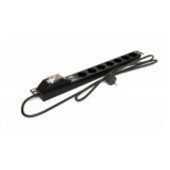 Блок розеток для 19" шкафов, горизонтальный, 7 розеток Schuko, автомат. выключатель, защита от перенапряжения, кабель питания 2.5м (3х1.5мм2) с вилкой