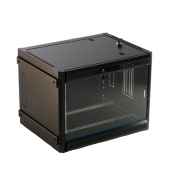 Шкаф настенный 19-дюймовый (19"), 12U, 662x600х450мм, стеклянная дверь с перфорацией по бокам, ручка с замком, с возможностью установки на ножки