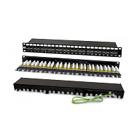 Патч-панель 19", 1U, 24 порта RJ-45, неэкранированная, категория 6A, Dual IDC
