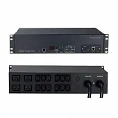 Блок розеток с функцией автоматического включения резервного питания (АВР/ATS) 19", с SNMP-интерфейсом для IP-кон